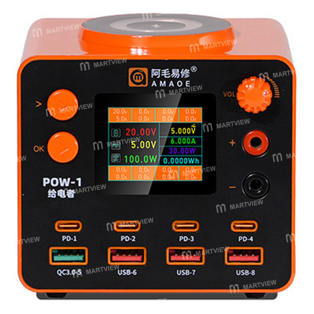 amaoe pow-1-210w-multi-functional-desktop-charger-integrated-power-supply-with-wireless-charging-1