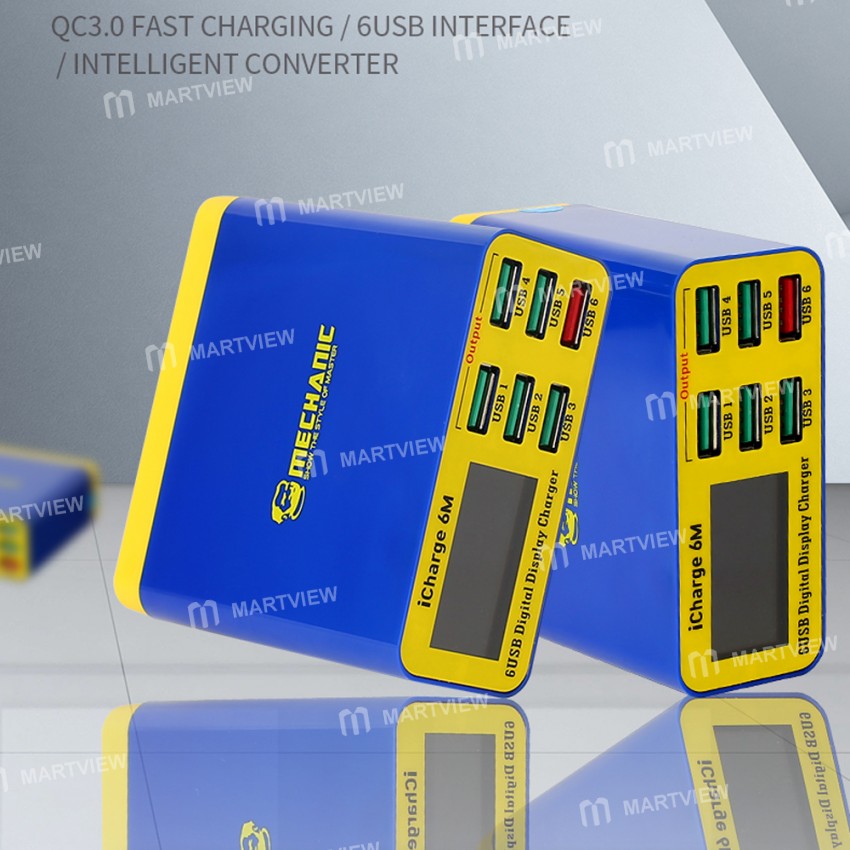 Mechanic iCharge 6M LCD Digital Display Fast Charger 8 Port USB Charging Dock
