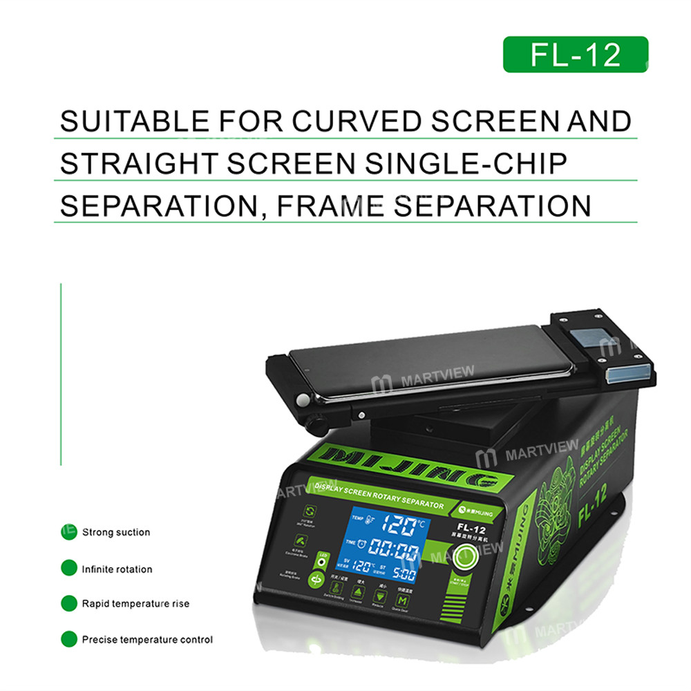 mijing fl-12-multi-functional-360-rotating-display-screen-heating-separator-built-in-vacuum-pump-6