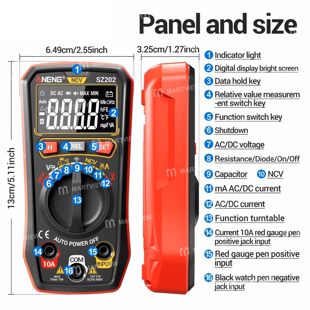 aneng sz202-high-accuracy-intelligent-digital-multimeter-with-capacitor-test-function-9