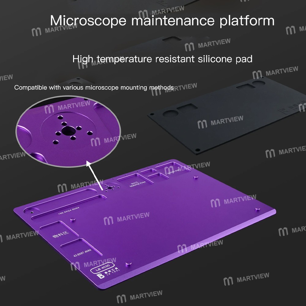 lb tool-4030-40x30cm-microscope-pcb-welding-repair-aluminum-alloy-base-with-silicone-mat-4