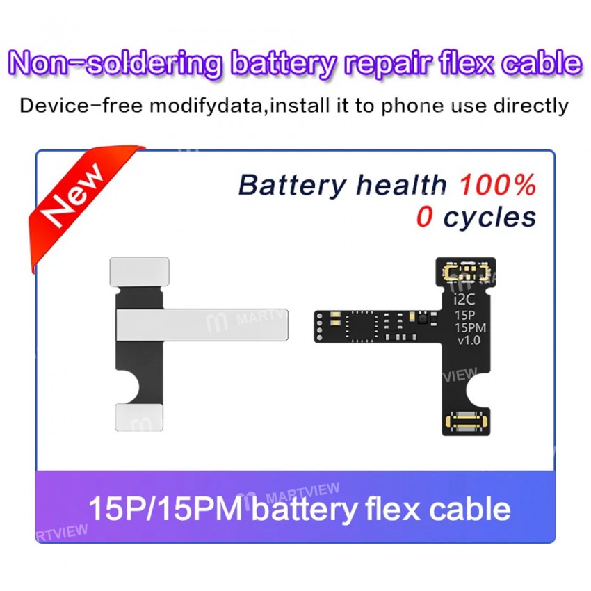 i2c no-soldering-battery-capacity-efficiency-reset-modification-flex-cable-for-iphone-11-to-15pro-ma