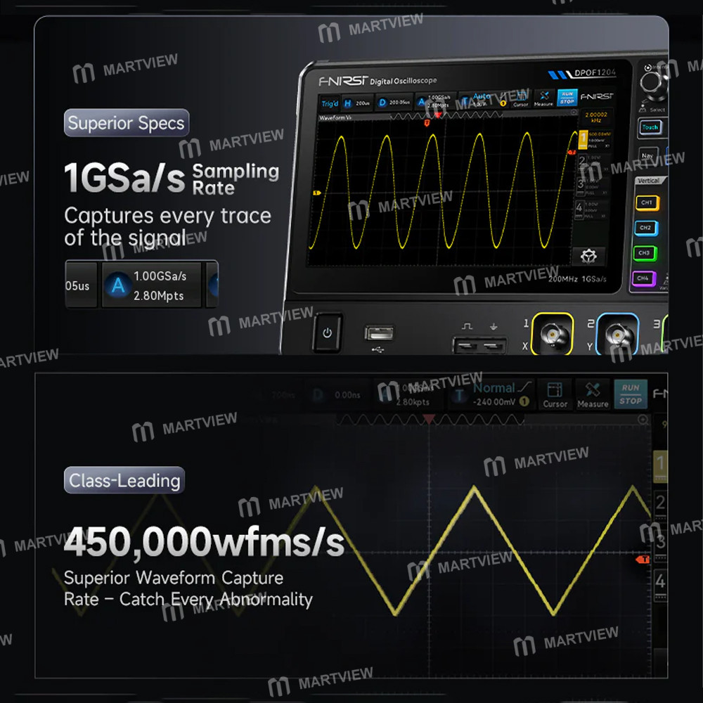 fnirsi dpof1204-200mhz-1gsa-s-4-channel-high-refresh-rate-desktop-digital-fluorescence-oscilloscope-