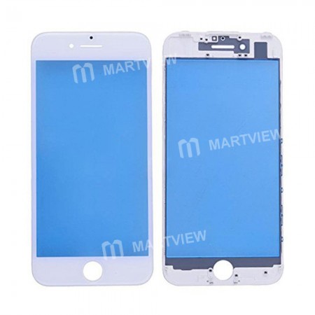 Replacement touch screen digitizer outer glass lens with bezel frame pre assembled for iPhone 7 white