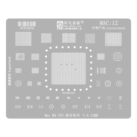 Amaoe MAC12 0.12mm M4 CPU Universal Series BGA Reballing Stencil for Apple Notebook
