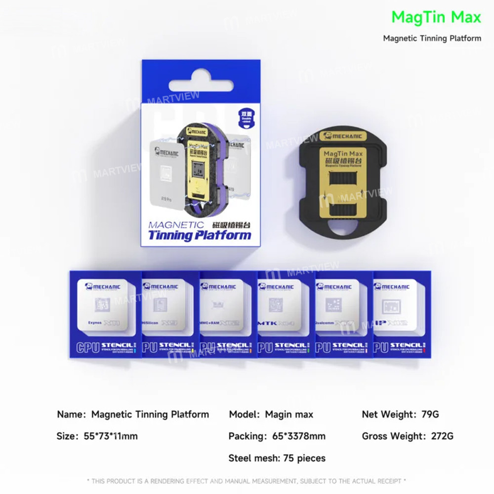mechanic magtin-max-magnetic-dual-sided-bga-reballing-platform-set-for-iphone-android-7