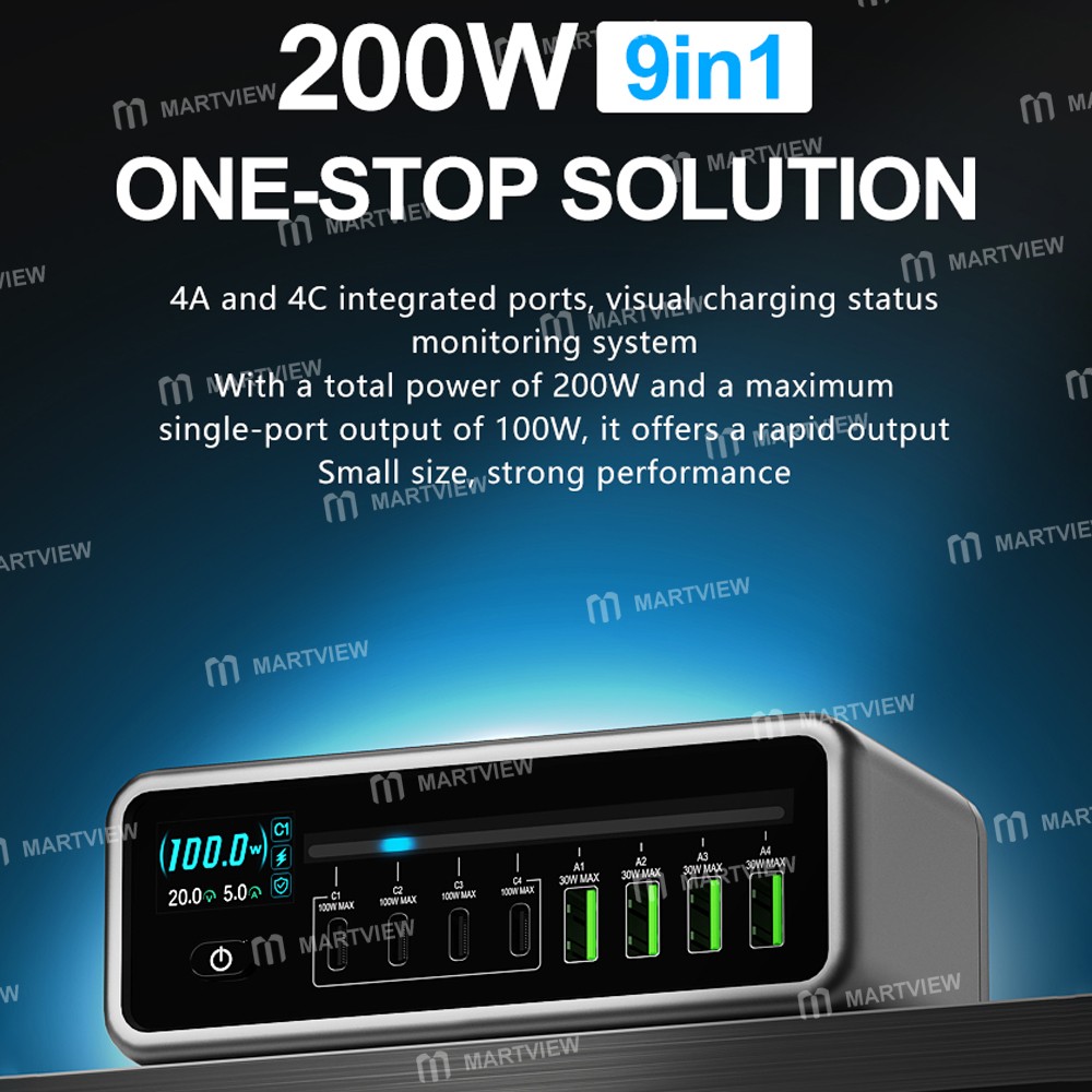 maant mt-p200-200w-gan-nitride-intelligent-digital-display-multi-port-desktop-charging-station-10