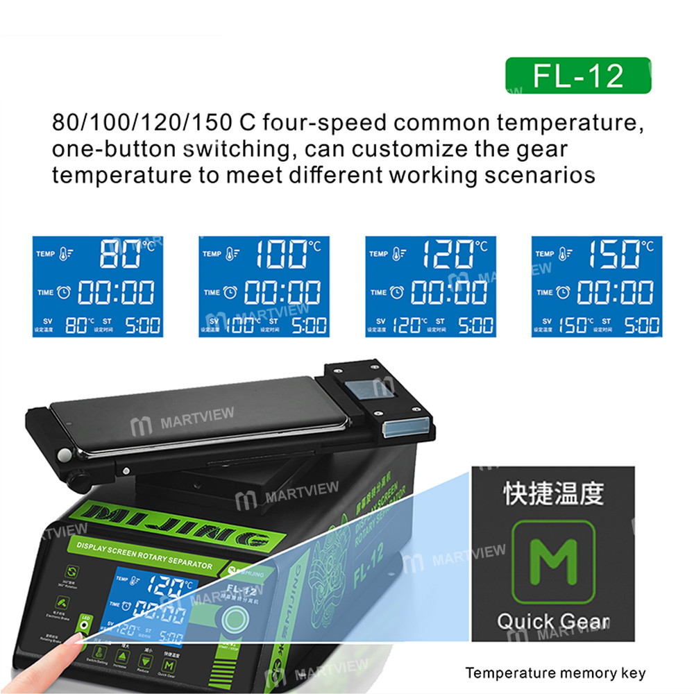 mijing fl-12-multi-functional-360-rotating-display-screen-heating-separator-built-in-vacuum-pump-4