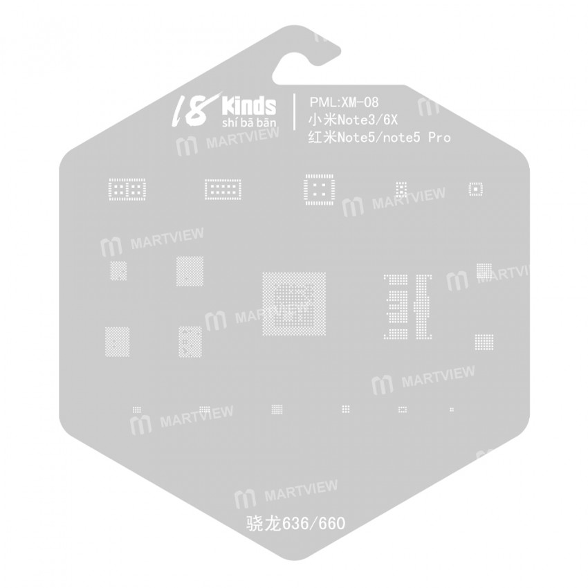 18 Kinds CPU BGA IC Reballing Stencil Kits for Xiaomi Phones