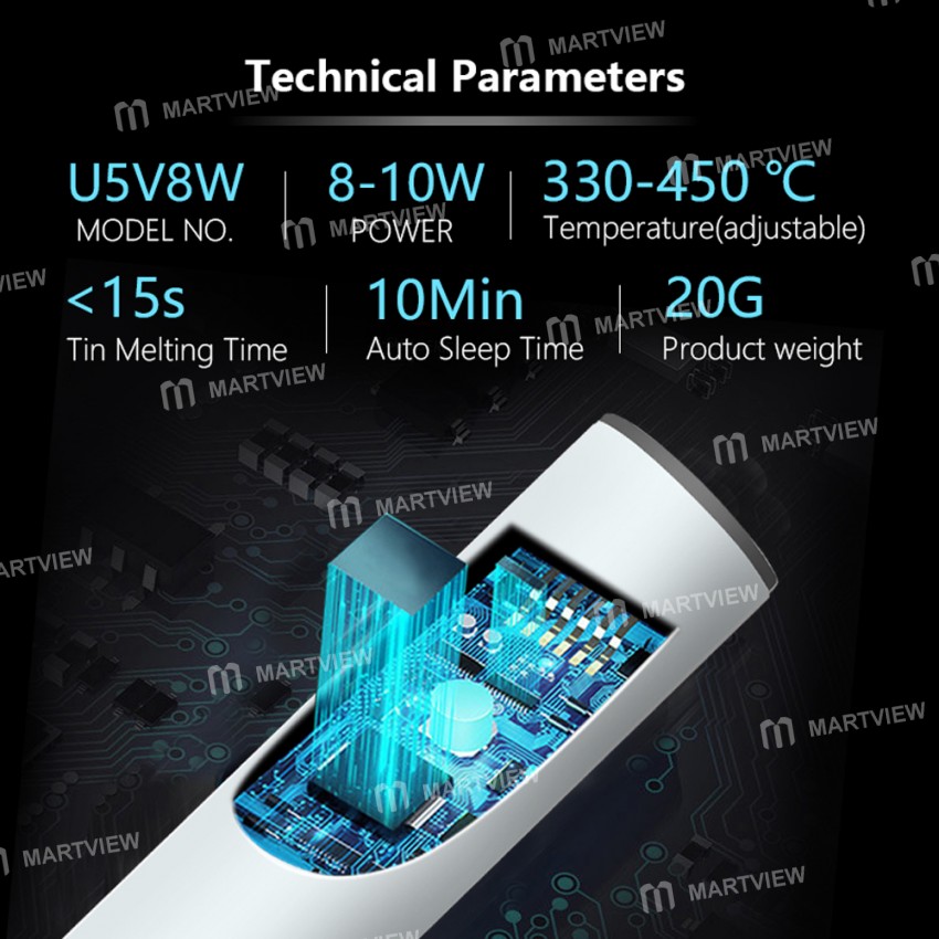 Handskit U5V8W 8W USB Portable Mini Adjustable Temperature Internal Heat Soldering Iron Set