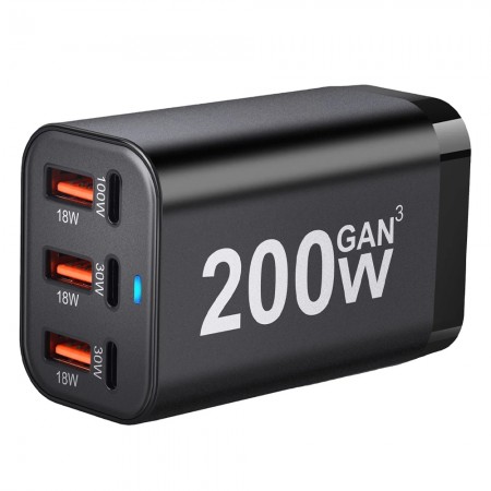 200W 6-Port High Power Desktop GaN Charger for Mobile Phone / Tablet / Game Consoles