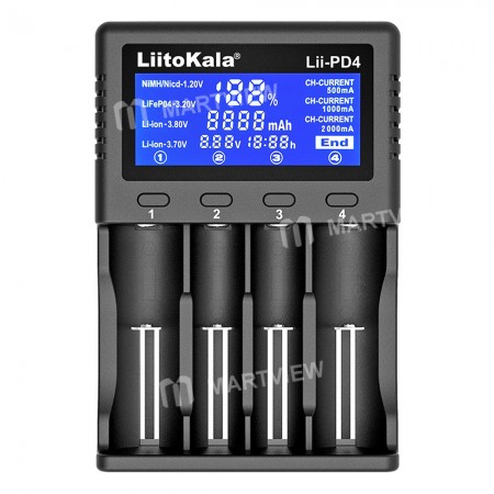 LiitoKala Lii-PD4 4-slot Screen Display Universal Smart Charger for Lithium / NiMH Battery