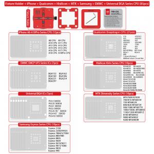 Holder + IP+QC+HI+MT+EX+EMMC+UN 85pcs Stencil