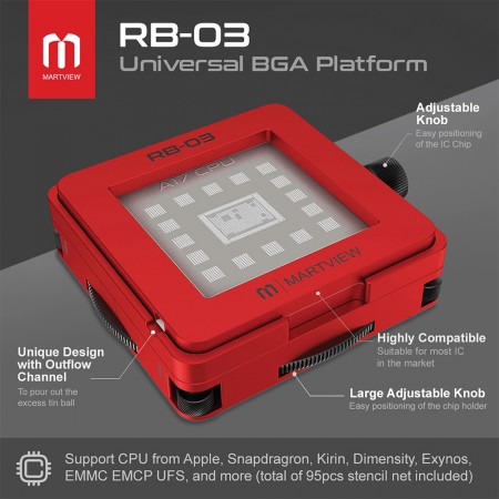 Martview RB-03 Multi-functions Automatic Positioning Universal BGA Reballing CPU Station Holder Template - Malaysia