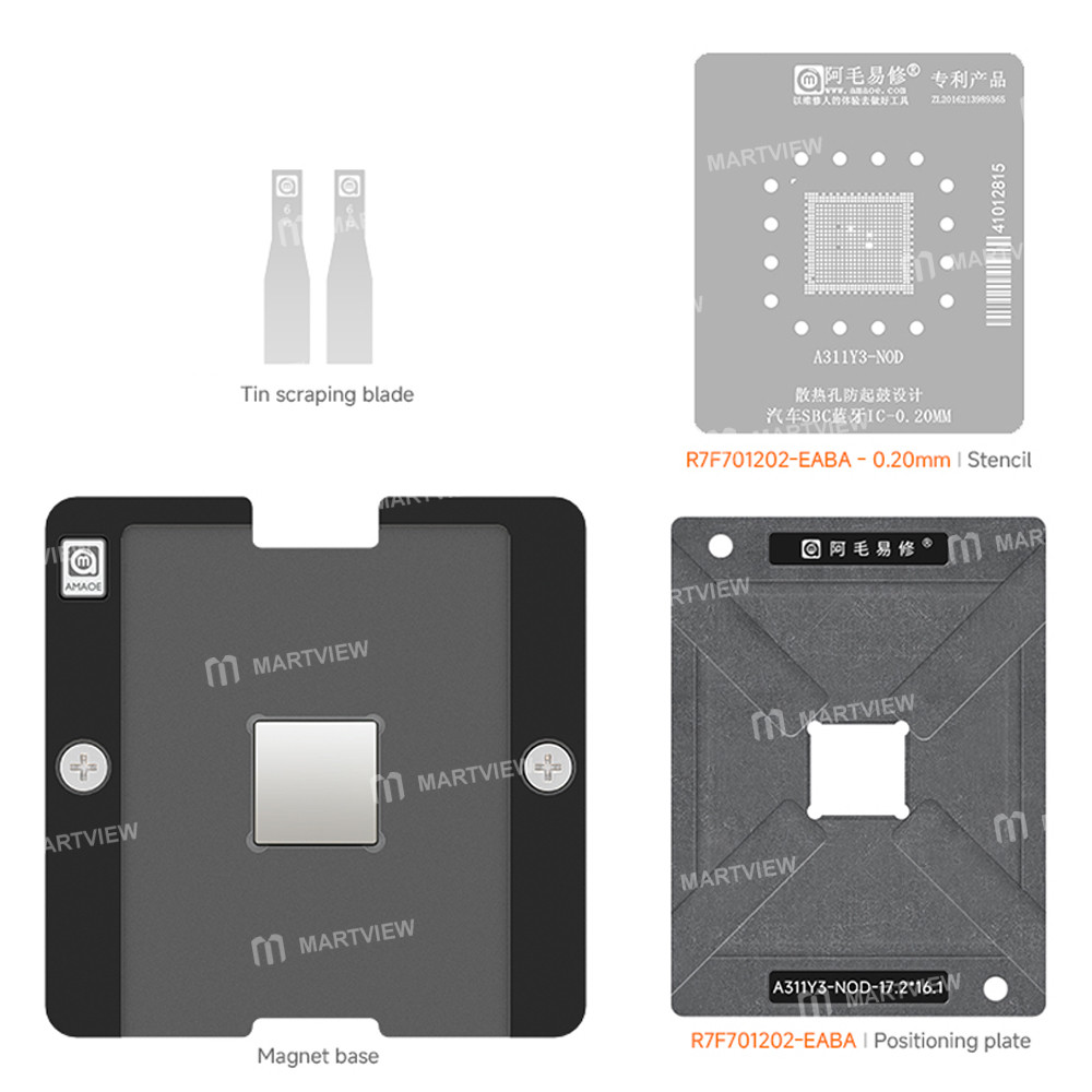 amaoe 020mm-a311y3-n0d-automotive-sbc-bluetooth-ic-bga-reballing-stencil-platform-set-2