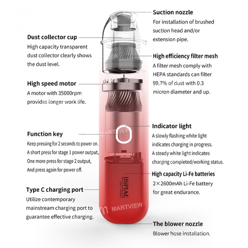 Dspiae HC-V High Power Handheld Portable Wireless Vacuum Cleaner for PCB Soldering Cleaning