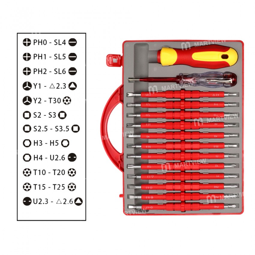 3017 26-in-1 Precision Removable Magnetic Insulated Screwdriver Set for Household Repair