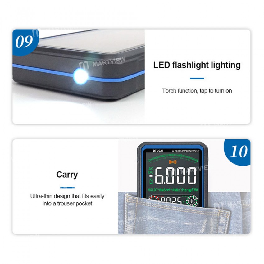 SunShine DT-22AI Automatic Recognition True RMS Smart Voice Control Multimeter
