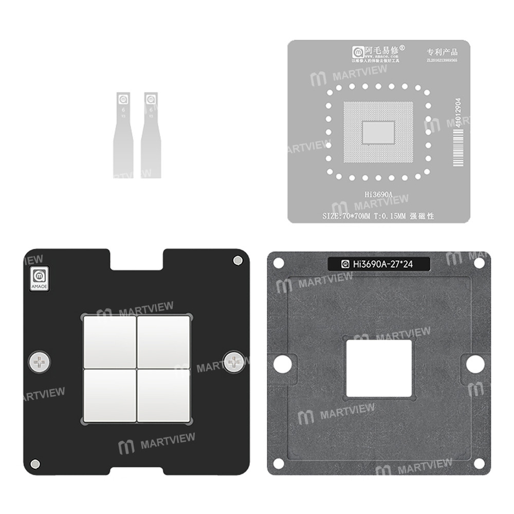amaoe hisilicon-hi3690a-kirin-990a-cpu-bga-reballing-stencil-tin-plating-platform-set-for-aito-luxee
