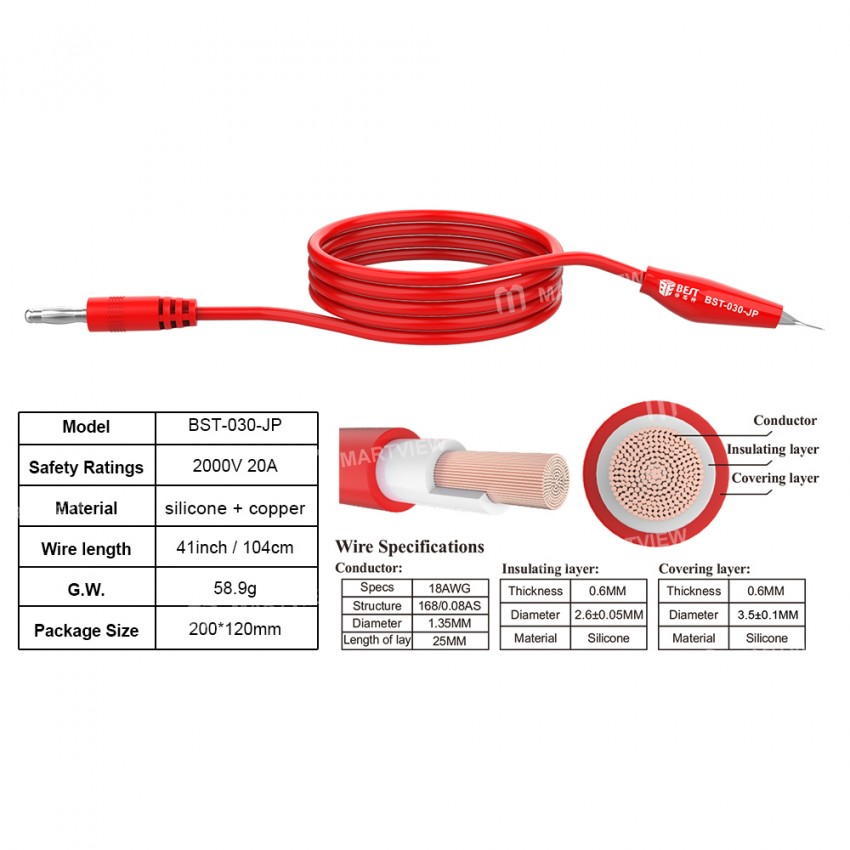 BST-030-JP 2000V 20A Power Supply Output Connecting Line Banana Plug Alligator Clip for Multimeter