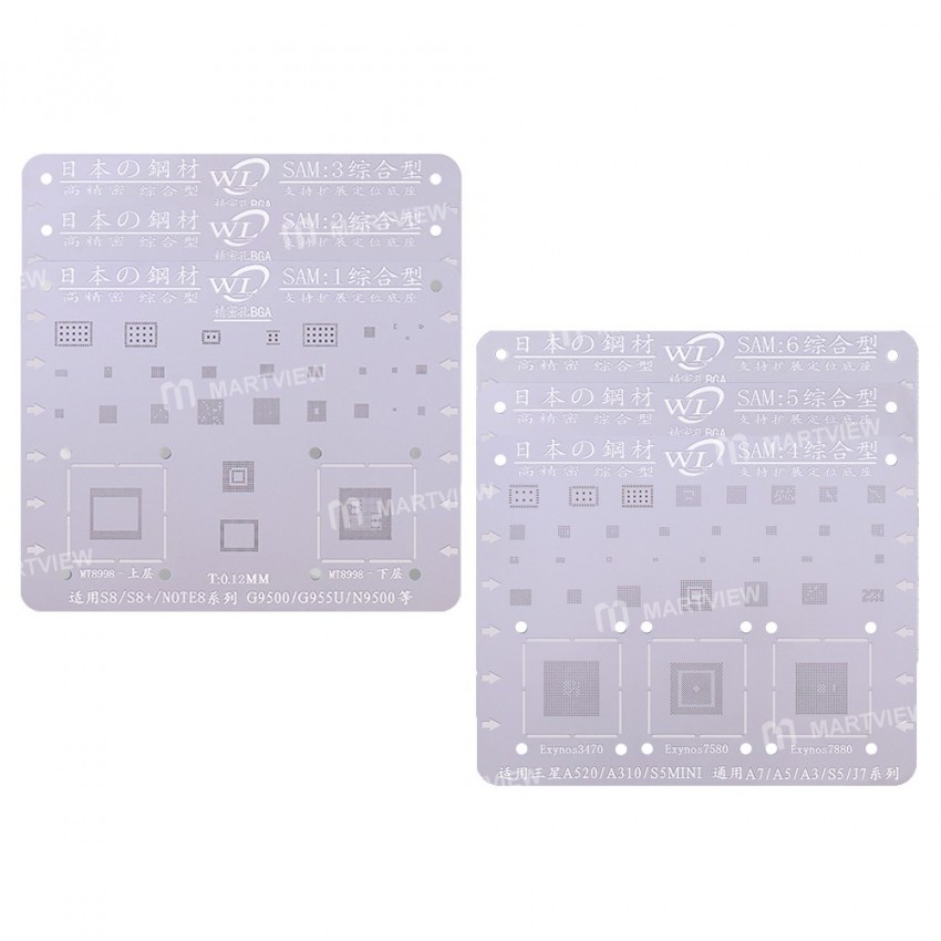 WL Multi-Function BGA Reballing Stencil Plant Tin Steel Net for Samsung S8 S7 S6 S5 NOTE8 NOTE5 A7 A