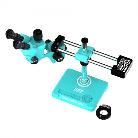 RF4 RF-FO33F (6555Pro) 6.5-55X Synchronous Zoom Trinocular Stereo Microscope with Large Double Arm Base
