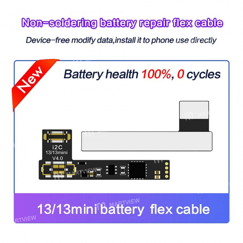 i2c no-soldering-battery-capacity-efficiency-reset-modification-flex-cable-for-iphone-11-to-15pro-ma