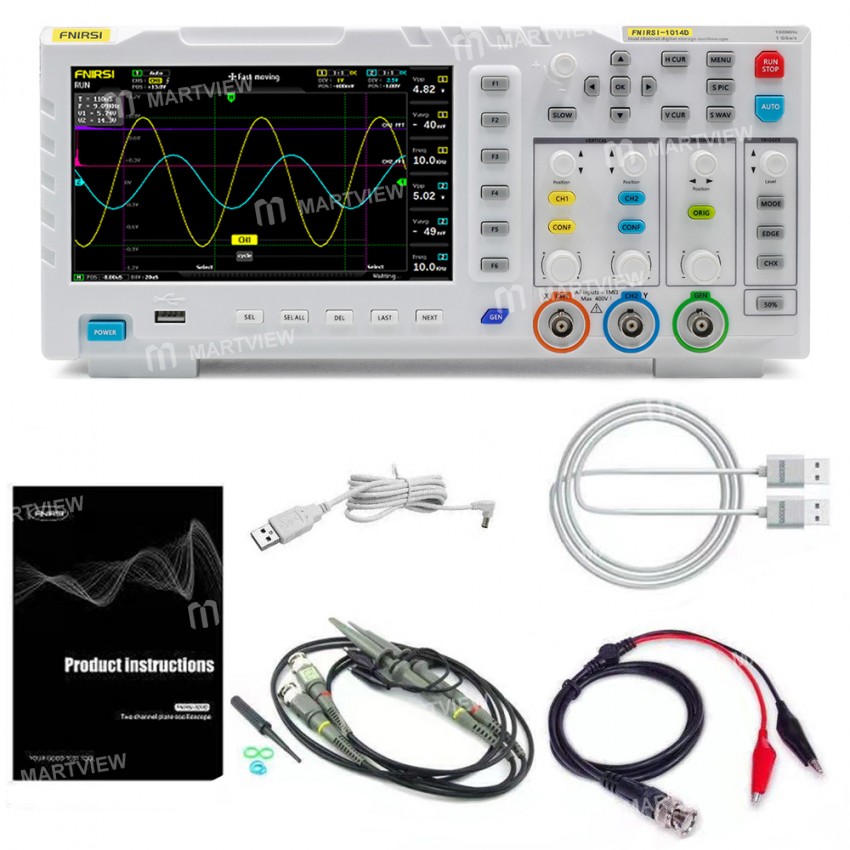 Fnirsi-1014D Portable Oscilloscope 2 In 1 Dual Channel Input Signal Generator 100MHz* 2 Ana-log Band