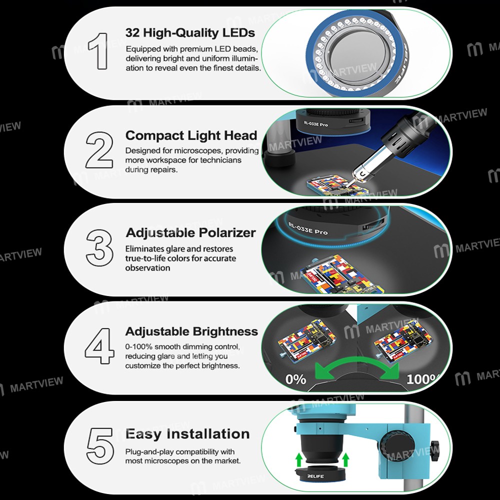 relife rl-033e-pro-dual-polarized-anti-reflective-adjusts-brightness-microscope-light-source-8