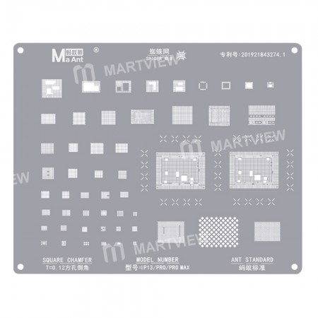 MaAnt Square Hole 0.12mm BGA Reballing Stencil for iPhone 13 / 13 Mini / 13 Pro / 13Pro Max