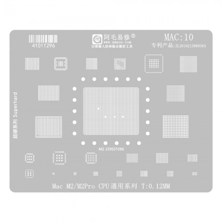 Amaoe MAC10 0.12mm M2 / M2 Pro CPU Universal Series BGA Reballing Stencil for Apple Notebook