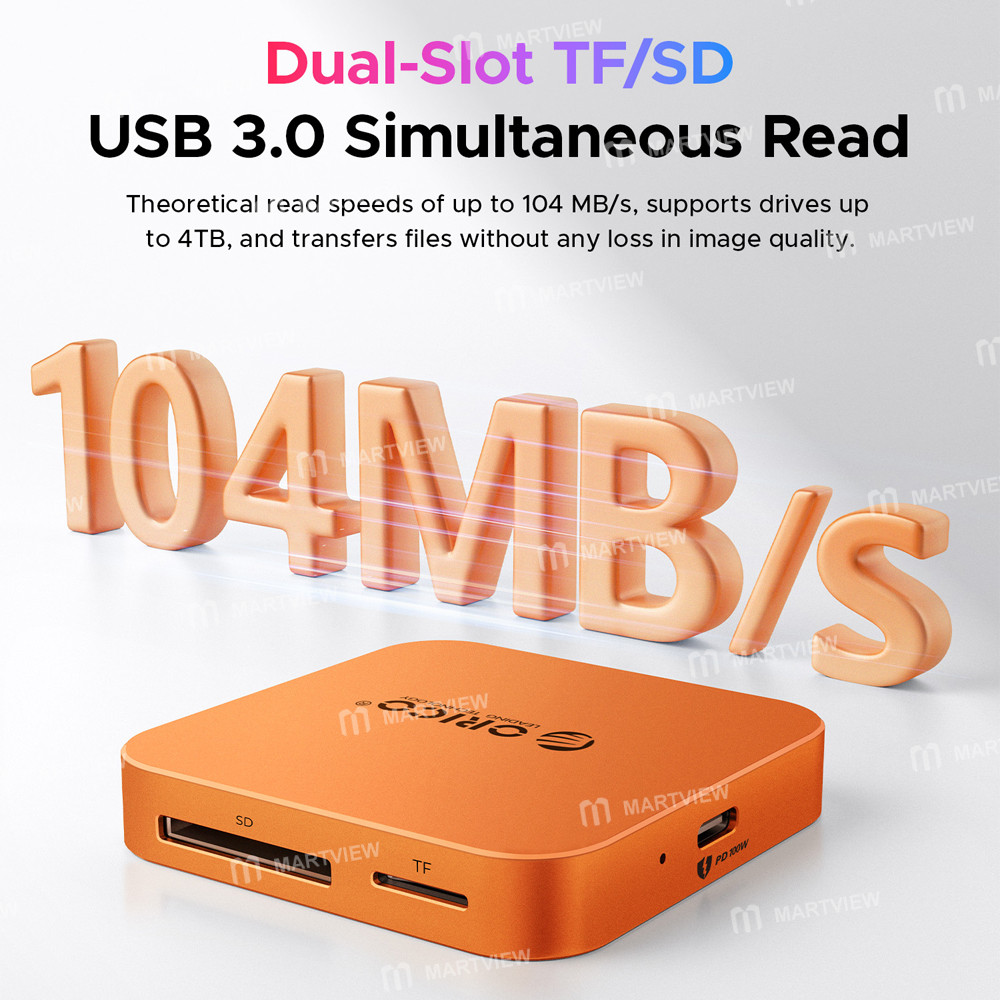 orico air5-air5c-usb-c-to-sd-tf-slot-pd100w-ultra-thin-magnetic-card-reader-for-iphone-android-table