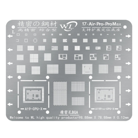 WL CPU BGA Reballing Stencil for iPhone 17 / 17 Air / 17 Pro / 17Pro Max / Apple A19 / A19Pro CPU
