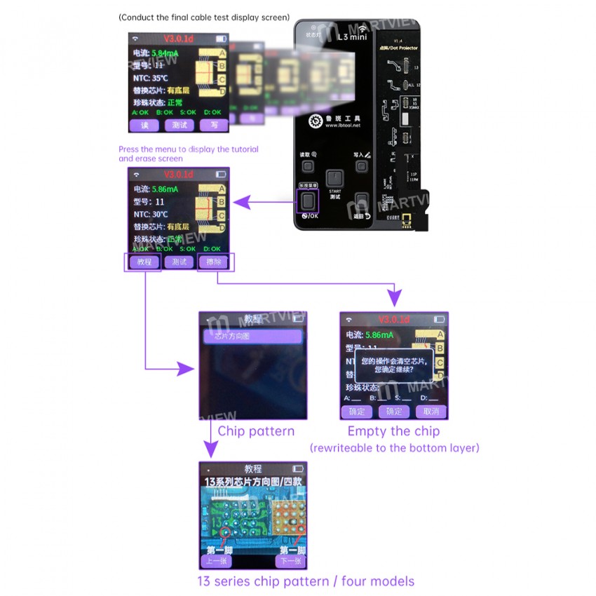 Luban L3 Mini Smart Programmer for iPhone 6G / SE to 13Pro Max Face ID & Battery Data Detection
