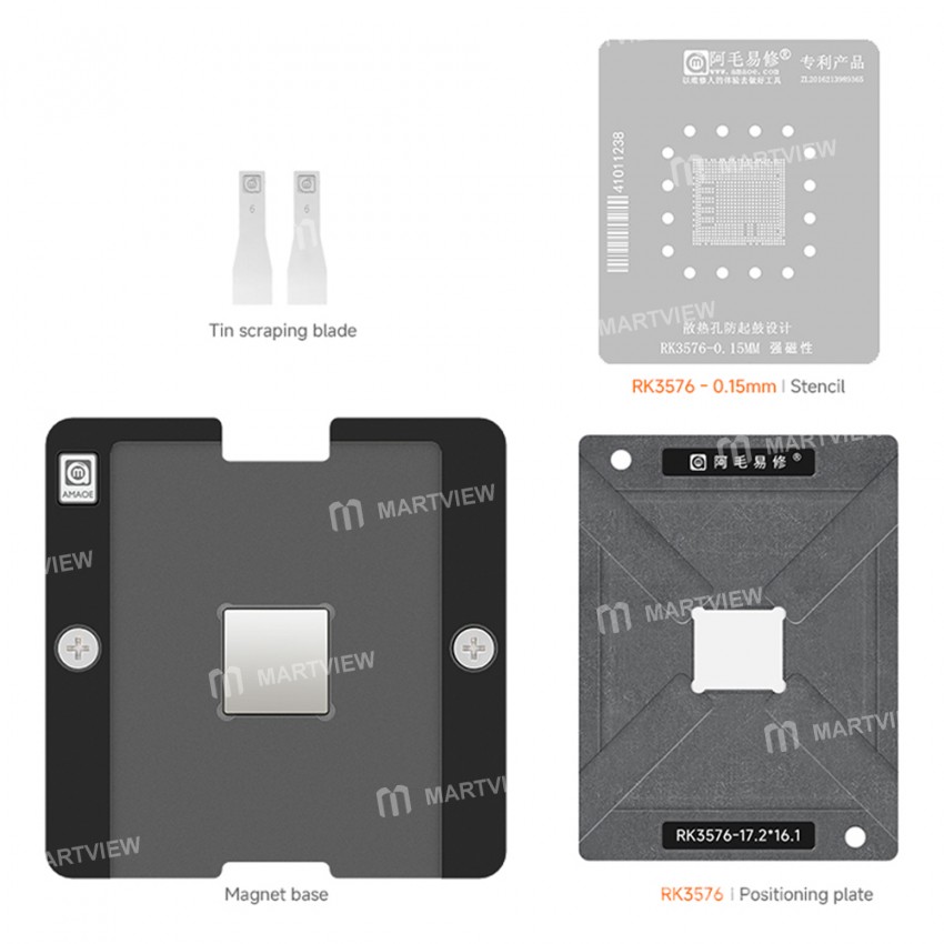 amaoe 015mm-rockchip-rk3576-development-board-chip-cpu-bga-reballing-stencil-platform-set-1