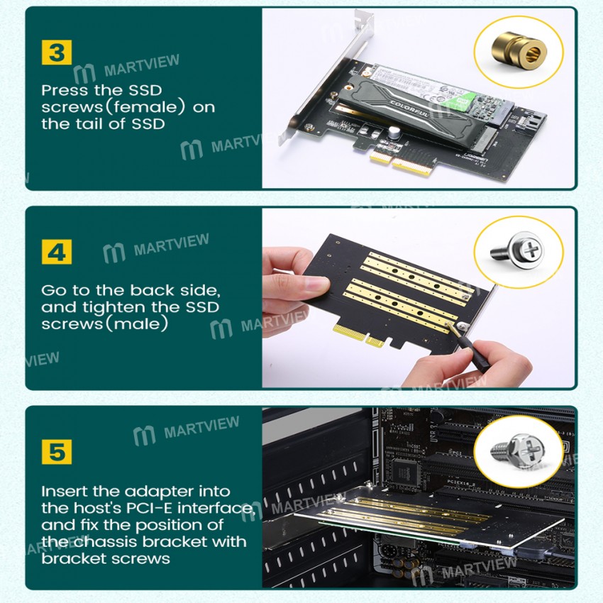 Ugreen CM302 PCI-E to M2 NVME&NGFF Single-bay / Dual-bay Riser Expansion Card Support PCI-E4.0