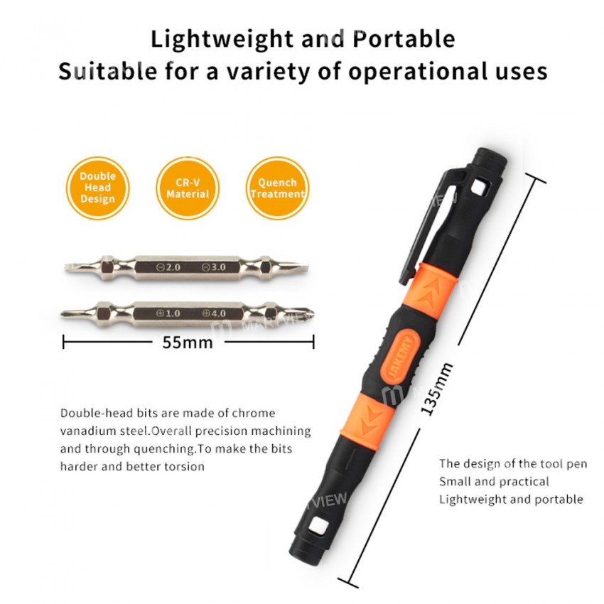 Jakemy JM-8155 3-in-1 Portable Detachable Double-head Bits Screwdriver Set