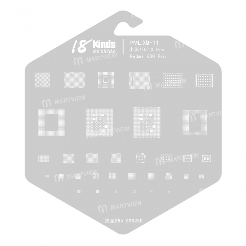 18 Kinds CPU BGA IC Reballing Stencil Kits for Xiaomi Phones