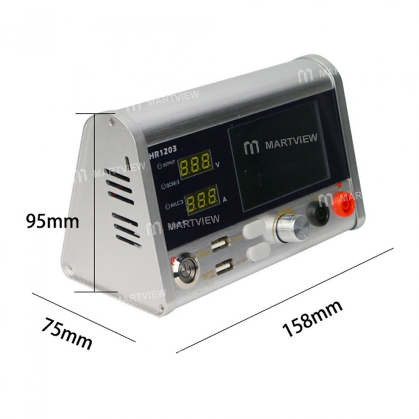 HR1203 12V 3A Multifunction Mini Phone Repair Intelligent Voltmeter Current Oscilloscope Power Meter