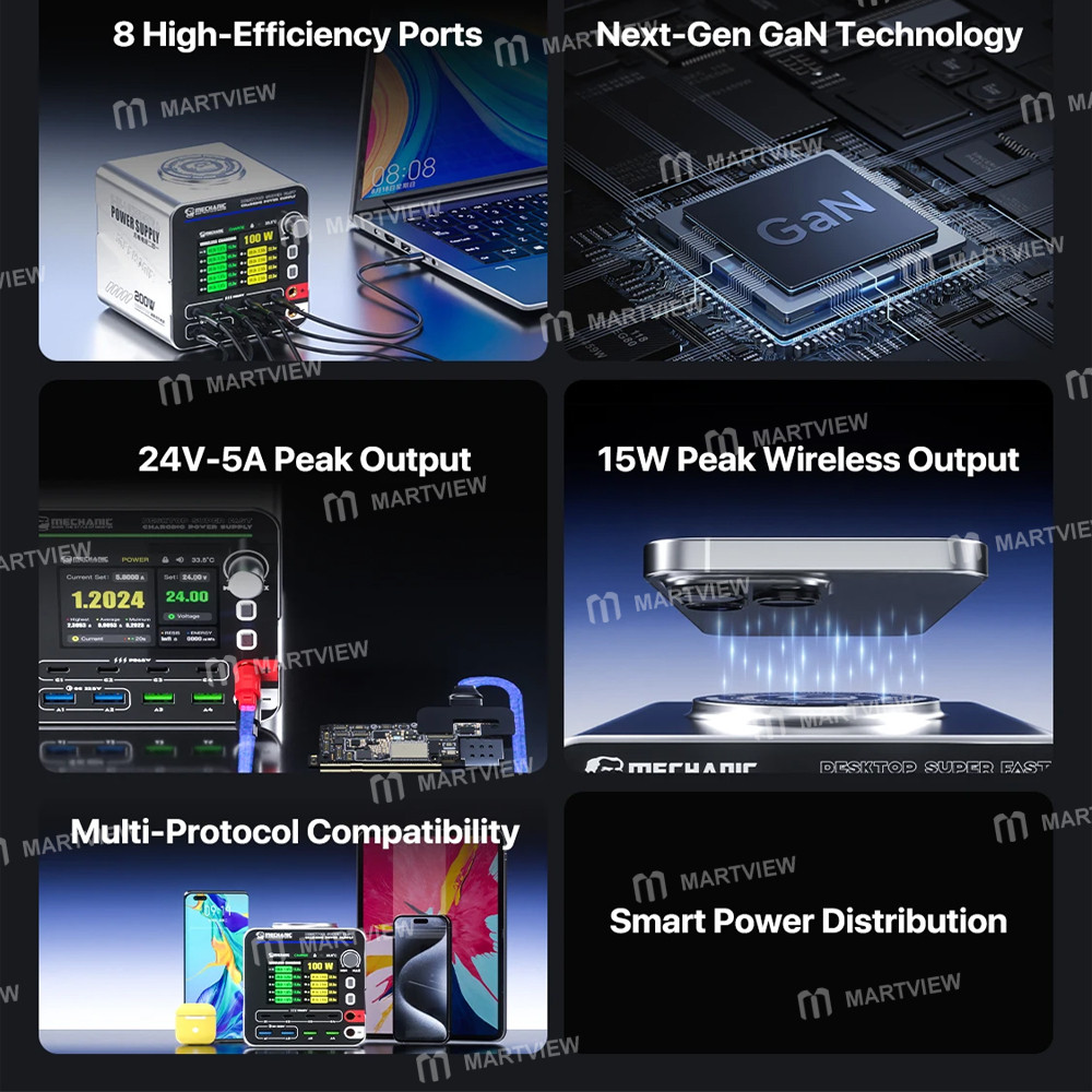 mechanic power-200-gan-desktop-fast-charging-station-supports-qc30-pd31-wireless-charging-3