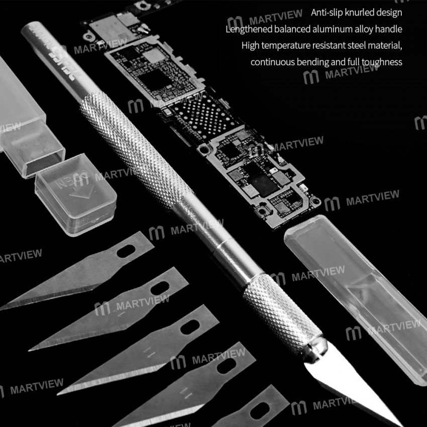 Relife RL-101E Aluminum Alloy Material 6 Blades Knife Set for Removing Glue Engraving Filming