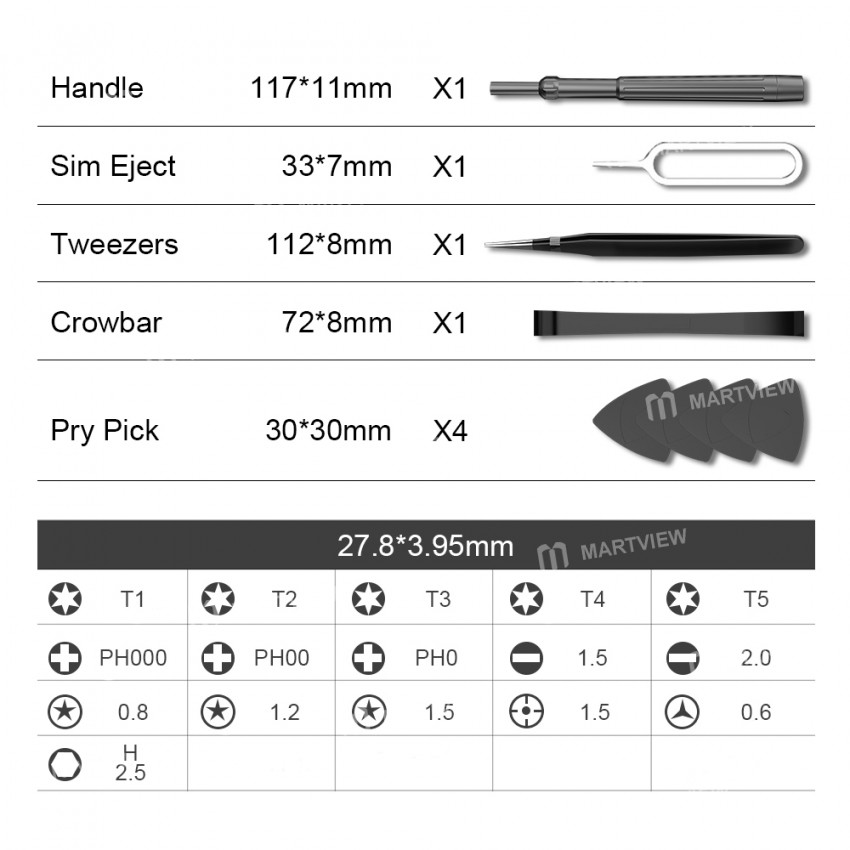 BST-8934B 24-in-1 Precision Magnetic Screwdriver Kit with S2 Steel Bit for Digital Product Repair