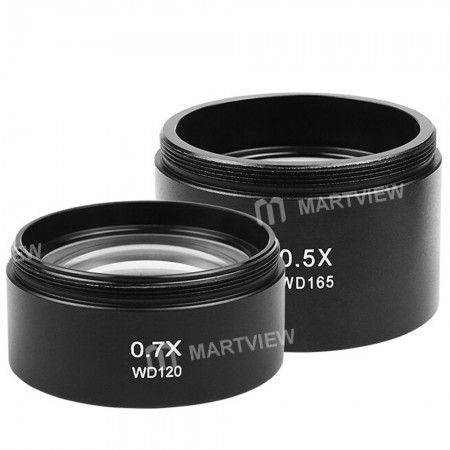 WD165 0.5X / WD120 0.7X Auxiliary Objective Lens Threaded Installation Caliber 48mm For Trinocular Zoom Stereo Microscope