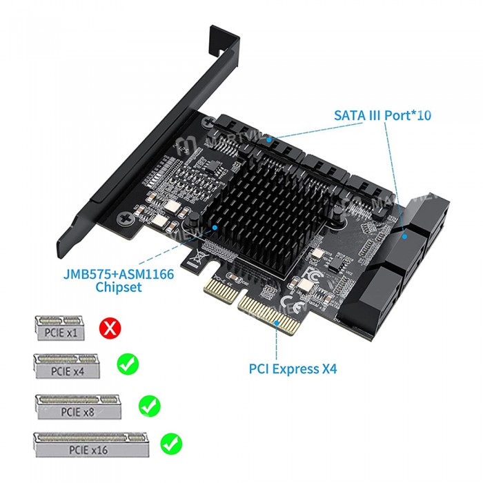 Sata Clock Dock Sata YBBOTT Disco Rigido Avanzato A 10 Porte 6 Gbps IPFS, Da PCI-E ...
