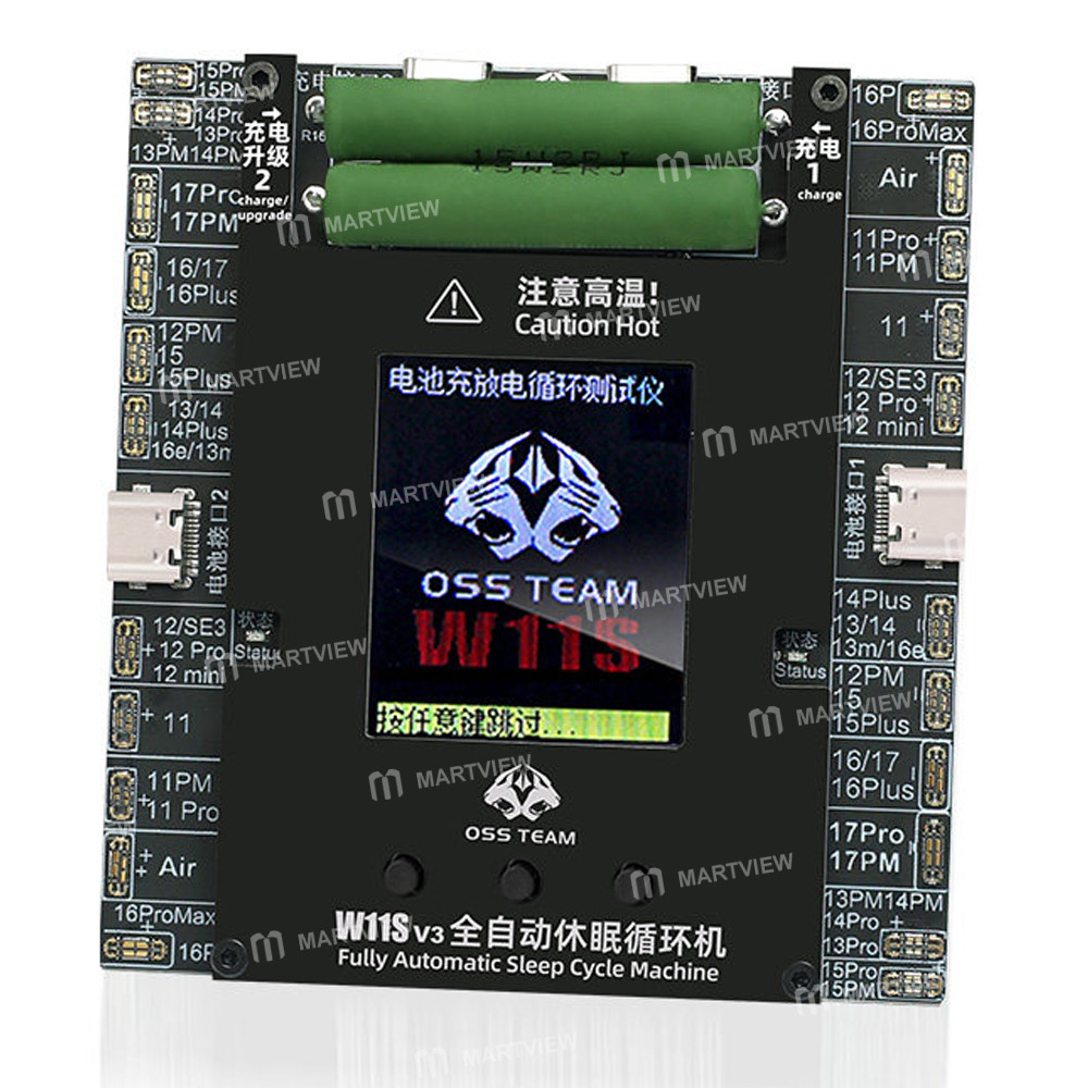 oss w11s-v3-dual-channel-automatic-battery-cycle-tester-for-iphone-11-to-17pro-max-1