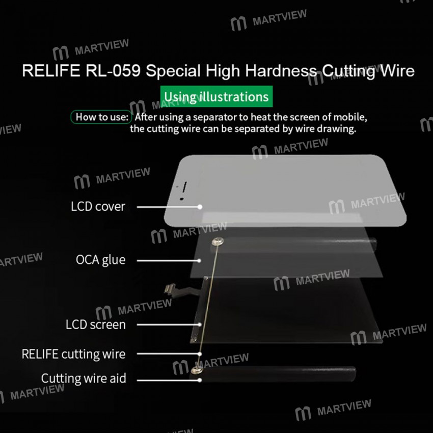 Relife RL-059 100M LCD Screen Separation Ultrafine Cutting Stainless Alloy Wire