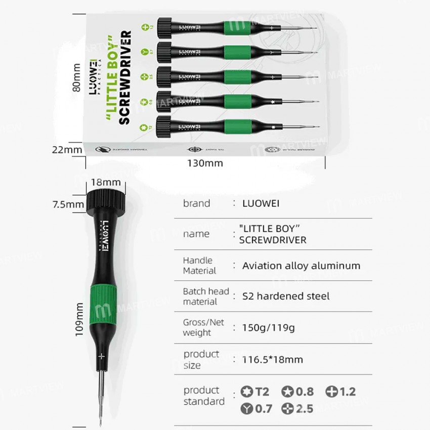 luowei little-boy-smooth-bearings-alloy-magnetic-screwdriver-set-for-mobile-phones-repair-13