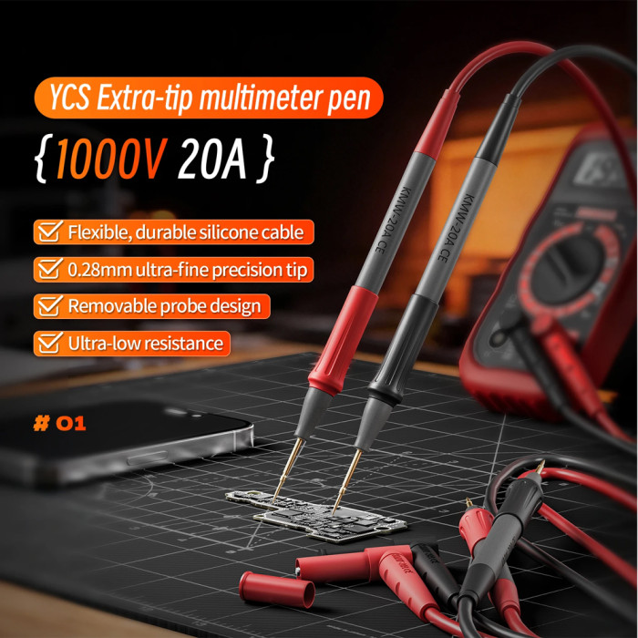 1000V 20A Multi Meter Test Leads Probes Multimeter Thin Tip