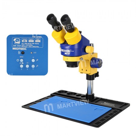Mechanic MC75T 7-45X Trinocular Stereo Zoom Microscope With i-Matx Base Holder + DX-340 Professional HD Camera