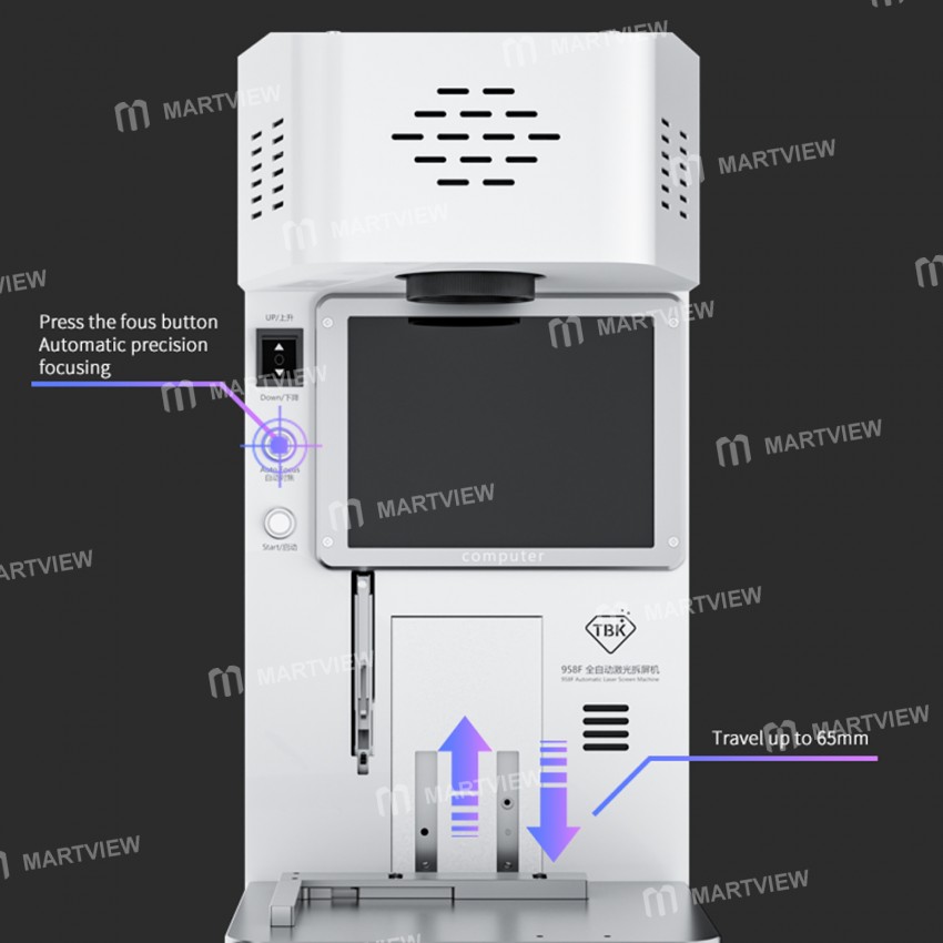 TBK-958F Mini Automatic High Precision 20W Laser Marking and Screen Removal Machine
